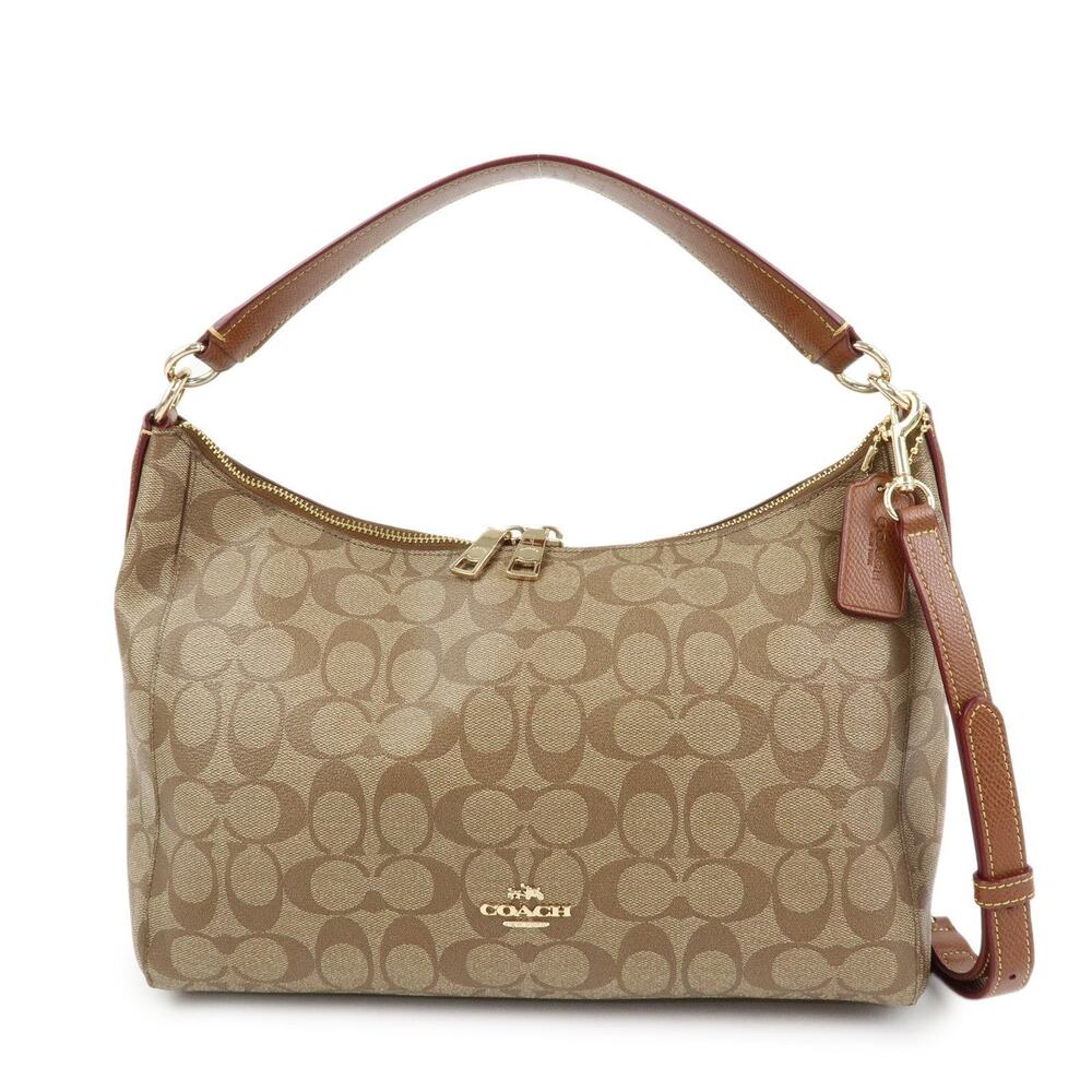 Coach Signature Coated Canvas Shoulder Bag Brown